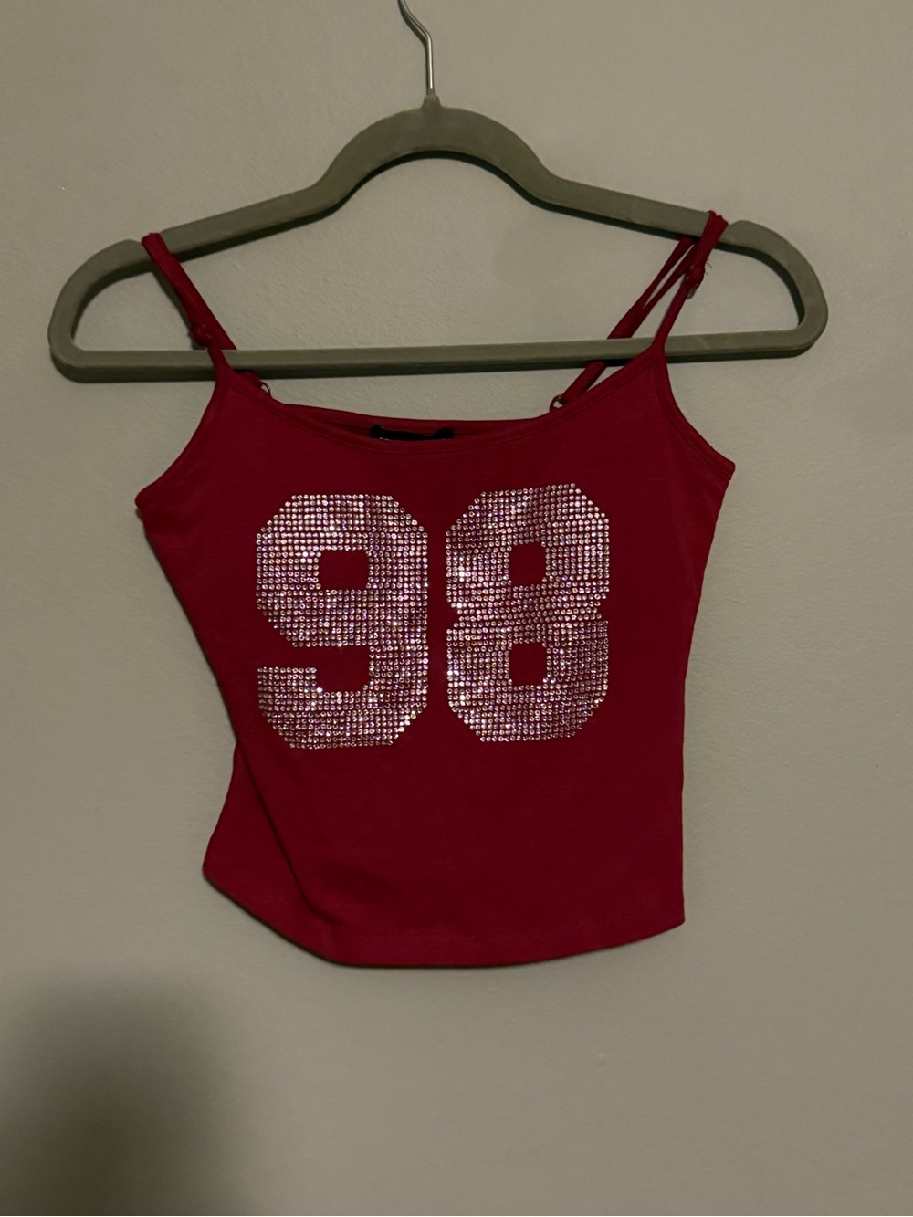 Streetwear Society Red Rhinestone '98 Crop Tank